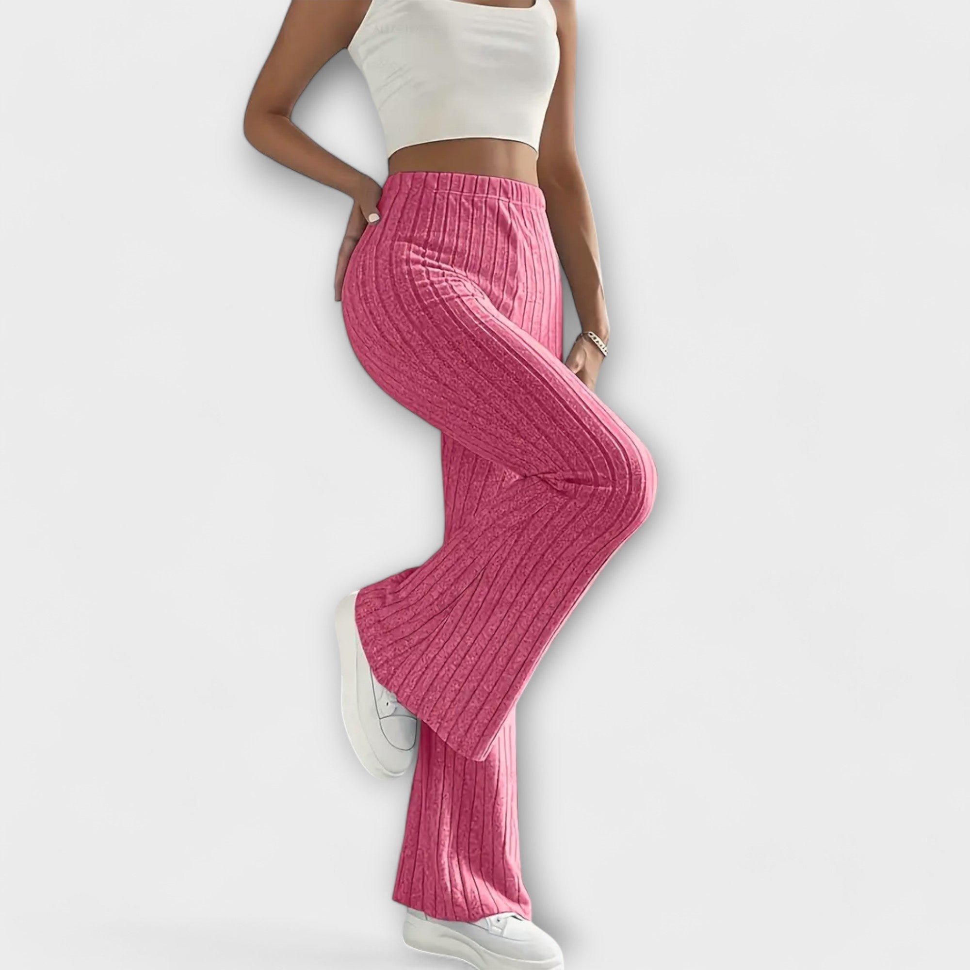 Luretta – Flared Trousers with Fine Structure