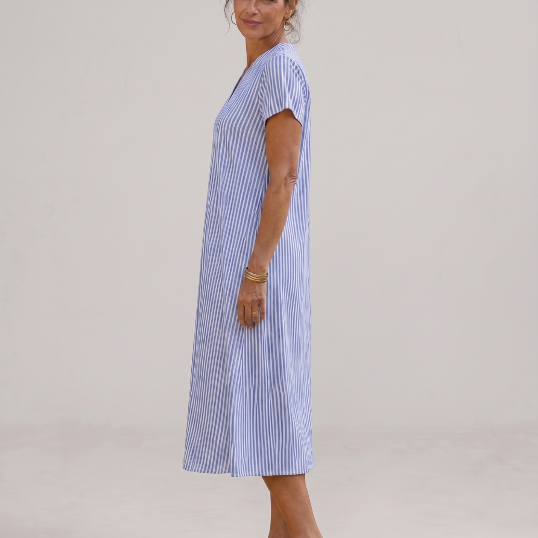 Earling | Floral Collared Short Sleeve Midi Dress