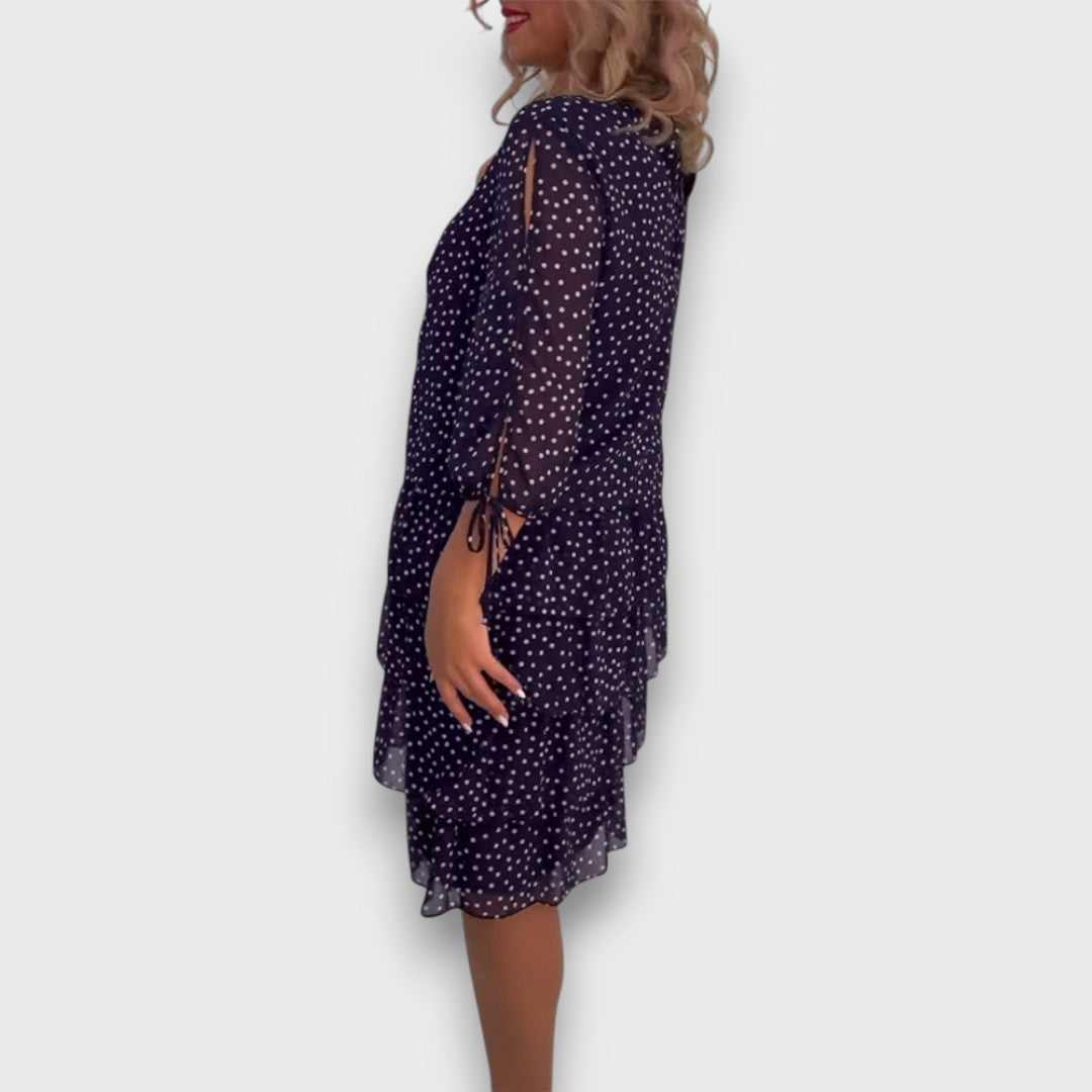 Marleia – Polka-Dot Layered Elegance Dress