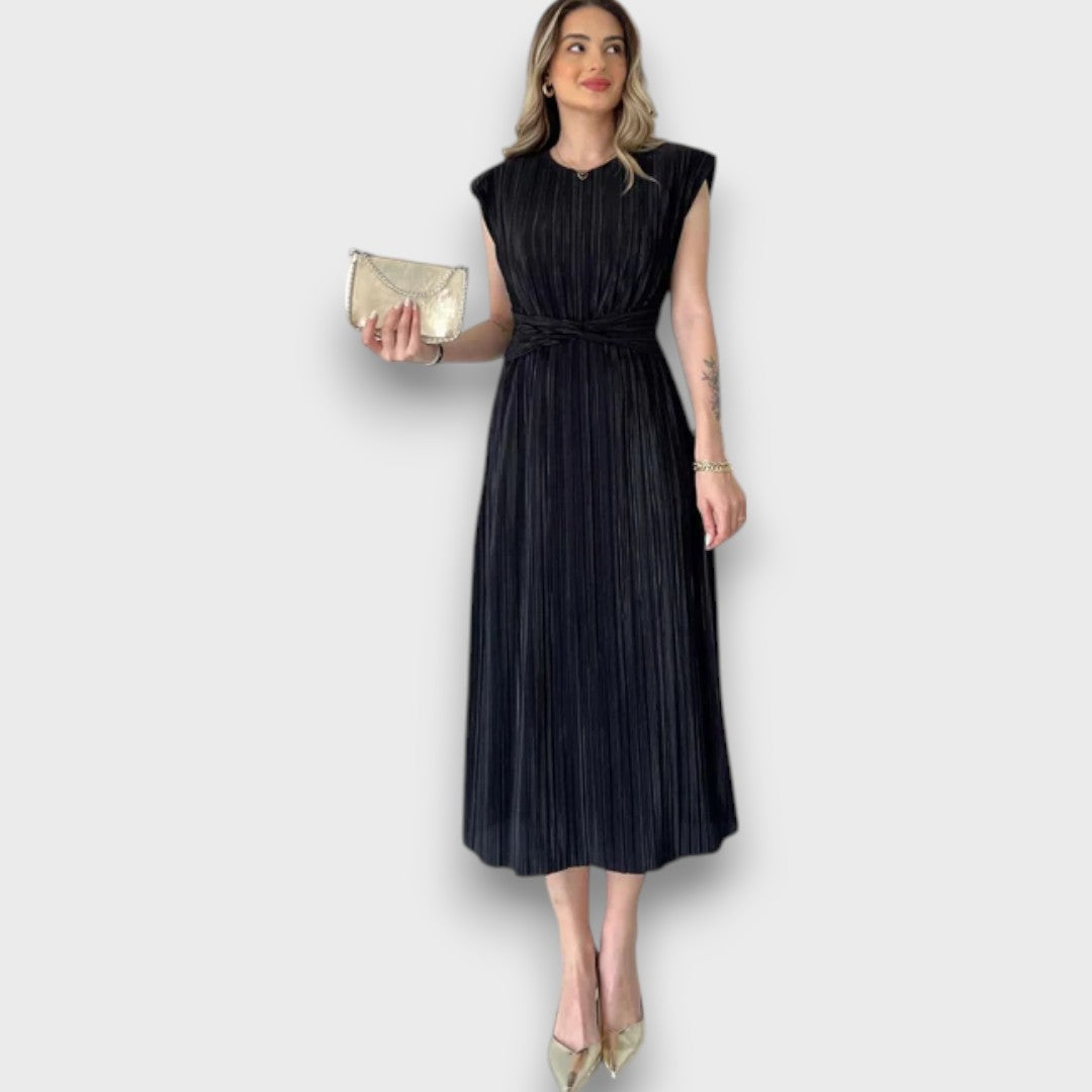 Nirelle – Pleated Midi Dress with Waist Detail
