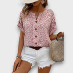Mirena – Blouse with Floral Pattern and Button Placket