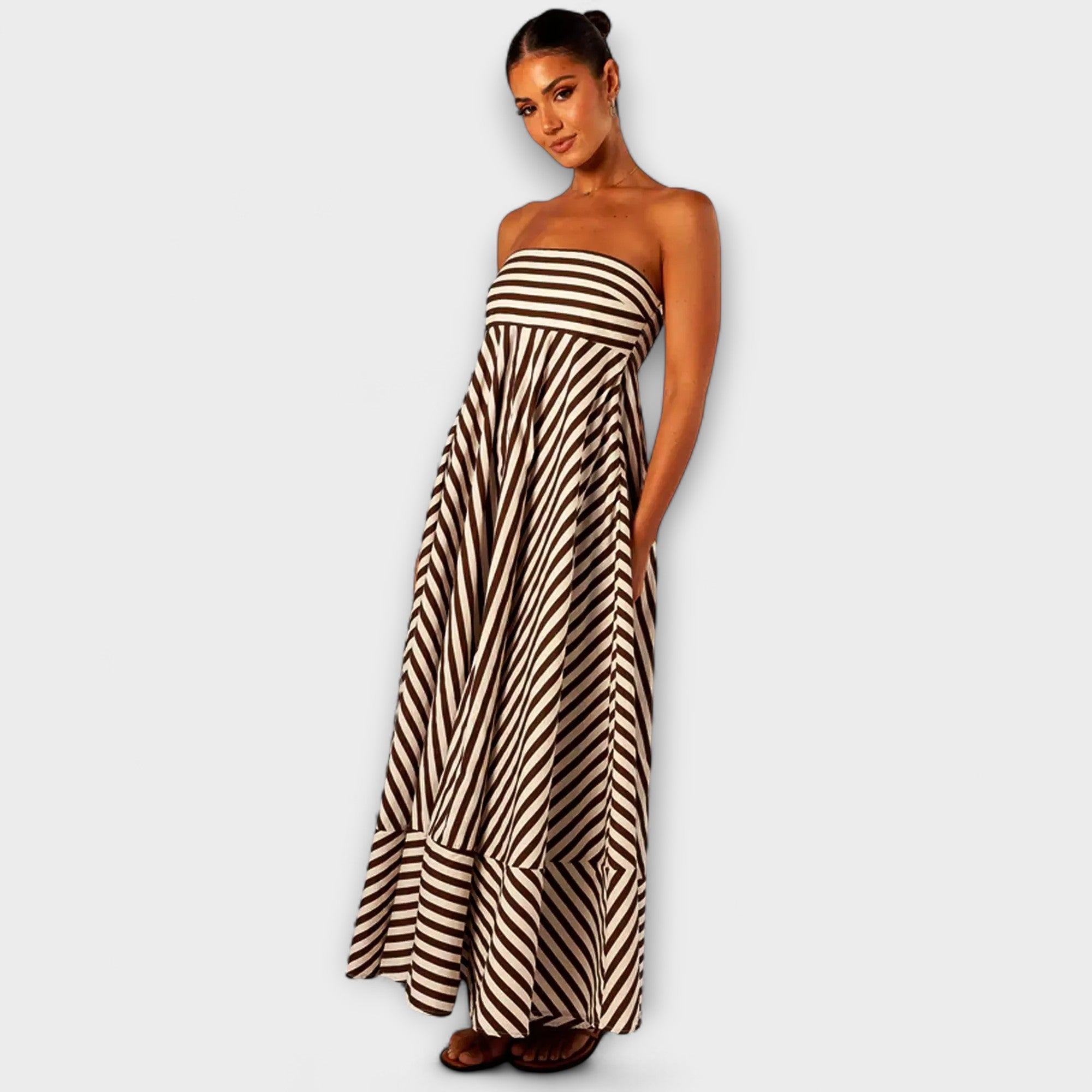 Marea – Strapless Striped Maxi Dress