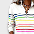 Mary – Zip-Neck Striped Sweater
