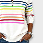 Mary – Zip-Neck Striped Sweater