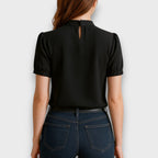 Noemie – Blouse with Shoulder Cut-Outs and Pleats