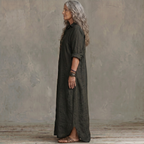 Soline | Relaxed V-Neck Button Maxi Dress
