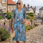 Sharon™ – Printed V-Neck Midi Dress