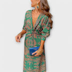Noira – Maxi Dress with Knot and Print Accent