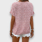 Mirena – Blouse with Floral Pattern and Button Placket
