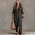 Soline | Relaxed V-Neck Button Maxi Dress