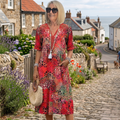 Sharon™ – Printed V-Neck Midi Dress