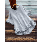 EVITA™ - Simple Plus Size Ruffle Hem Summer Blouse
