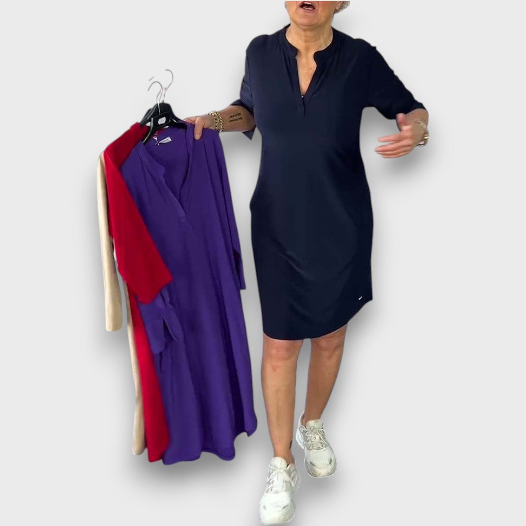 Mireysa – Dress with V-neck and 3/4 sleeves
