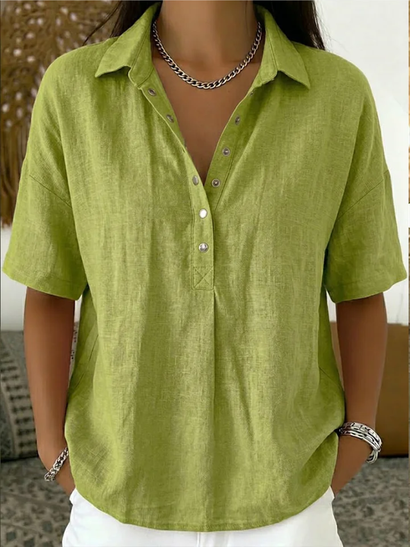 MAEVE | Breezy Collared Half-Button Blouse