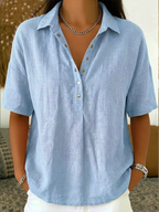 MAEVE | Breezy Collared Half-Button Blouse