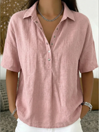 MAEVE | Breezy Collared Half-Button Blouse