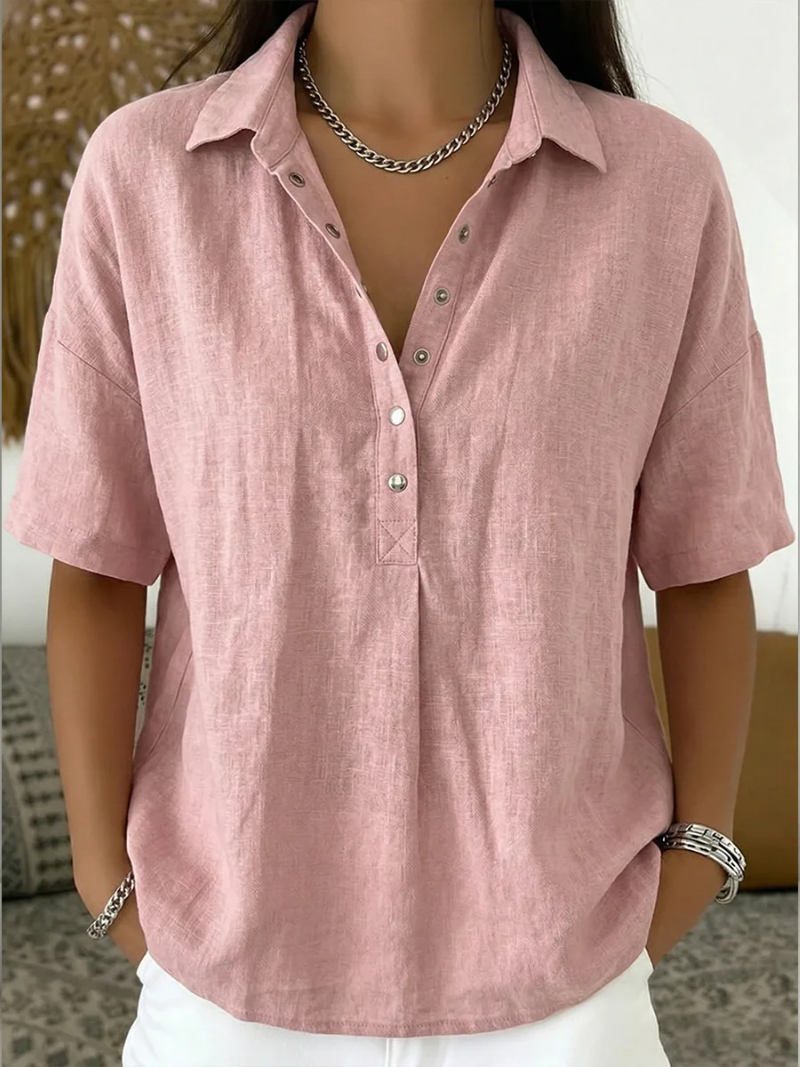 MAEVE | Breezy Collared Half-Button Blouse