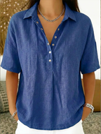 MAEVE | Breezy Collared Half-Button Blouse