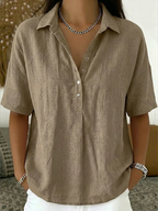 MAEVE | Breezy Collared Half-Button Blouse