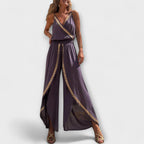 Helistra – Jumpsuit with Golden Accents and Boho Flair