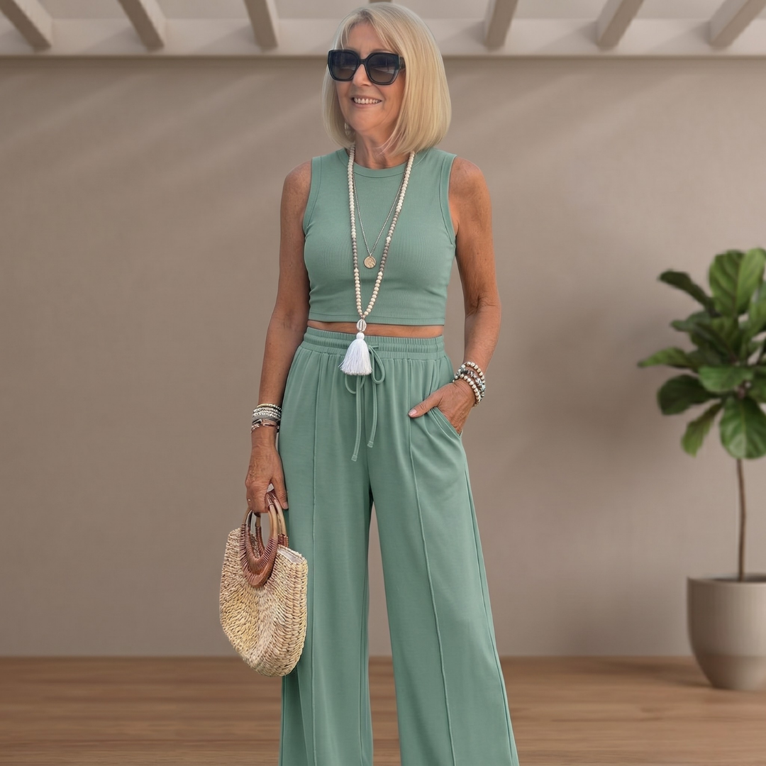 Shirley™ – Ribbed Knit Sleeveless Lounge Set