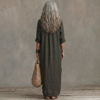 Soline | Relaxed V-Neck Button Maxi Dress