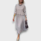 Alex – Elegant Knit-Tulle Layered Dress