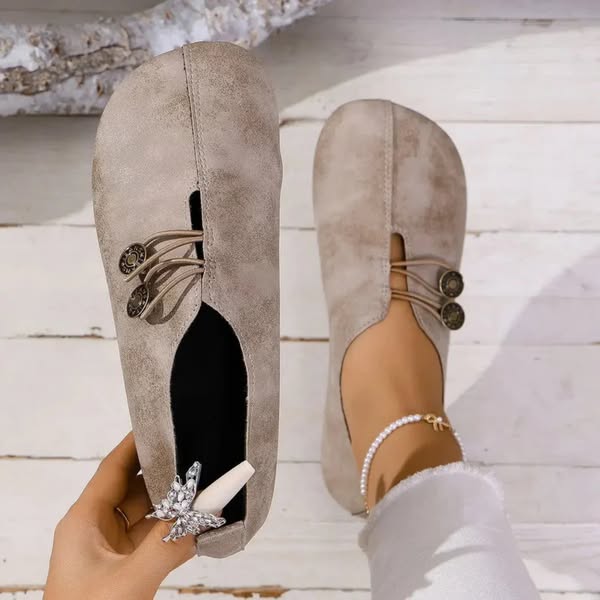 Halessia – Soft Slippers with Vintage Button Detail