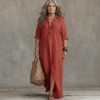 Soline | Relaxed V-Neck Button Maxi Dress