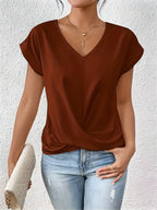 AURA – Elegant Gathered V-Neck Shirt