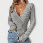 Nayla – Ribbed Wrap Top with V-Neck