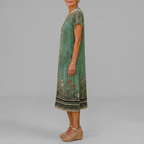 Earling | Floral Collared Short Sleeve Midi Dress