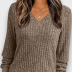 Maelyn – Ribbed Knit V-Neck Sweater