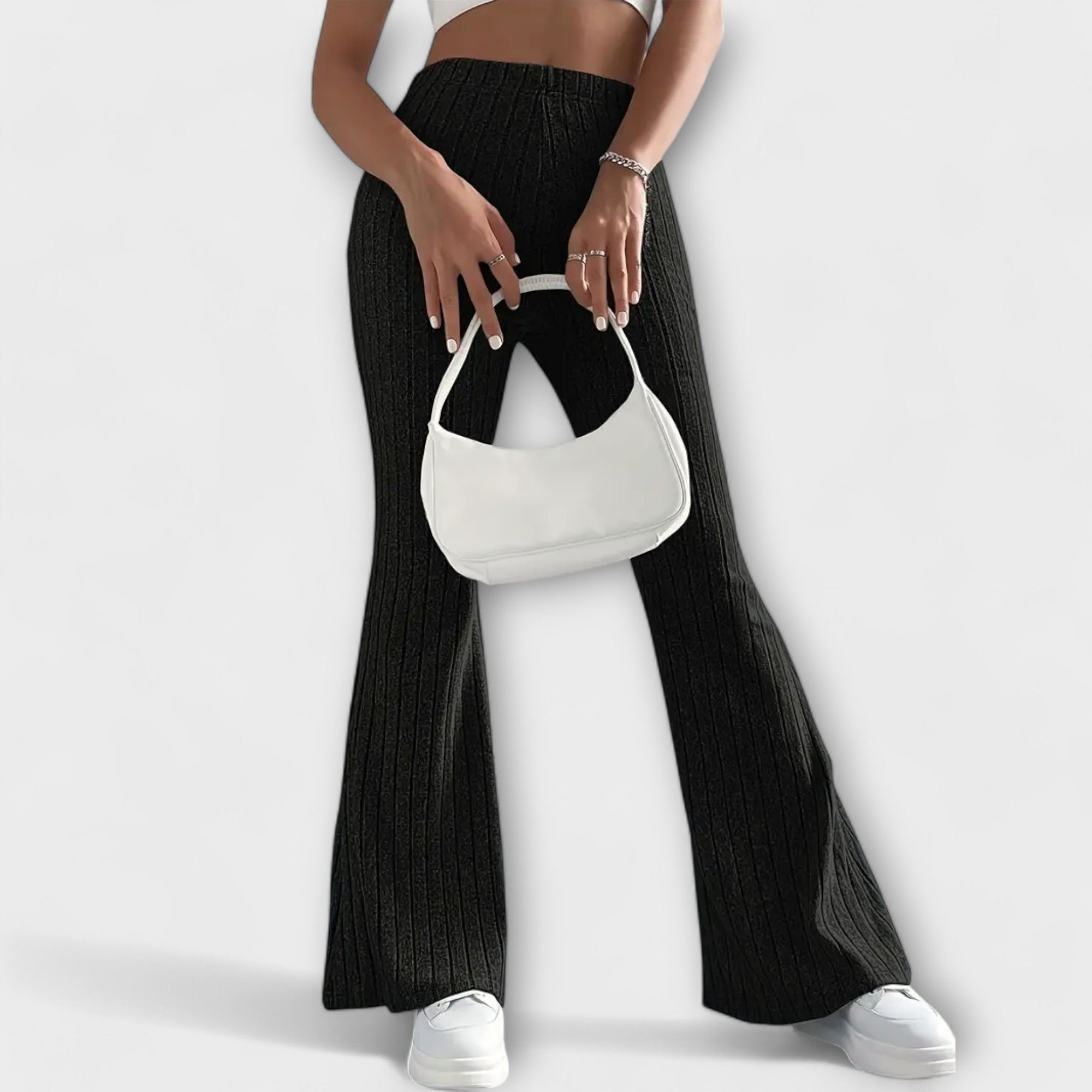 Luretta – Flared Trousers with Fine Structure