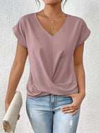 AURA – Elegant Gathered V-Neck Shirt