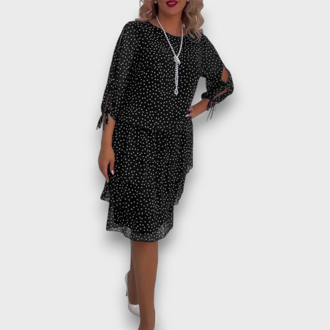 Marleia – Polka-Dot Layered Elegance Dress