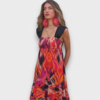 Naiara – Maxi Dress with Ethno Print and Statement Straps