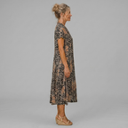 Earling | Floral Collared Short Sleeve Midi Dress