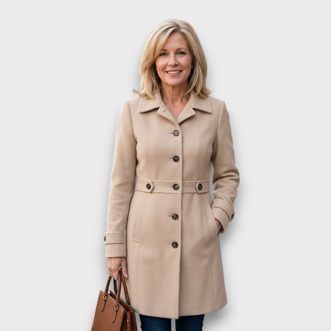 Elle – Tailored Wool-Blend Button Coat
