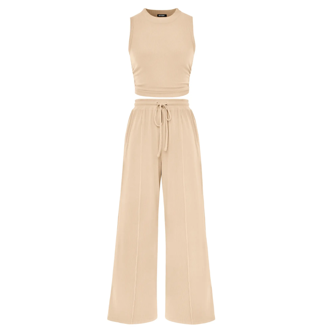 Shirley™ – Ribbed Knit Sleeveless Lounge Set