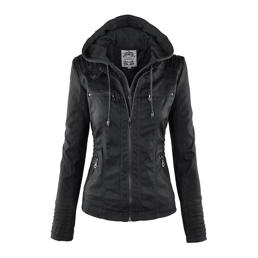 Lunavia – Hooded Faux Leather Jacket