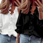 Lisa™ - Timeless V-Neck Blouse with Ruffles for Casual Elegance