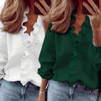 Lisa™ - Timeless V-Neck Blouse with Ruffles for Casual Elegance