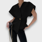 Selene – Minimalist Draped Top with Gold Accent