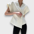 Selene – Minimalist Draped Top with Gold Accent