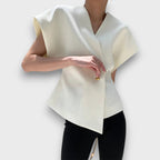 Selene – Minimalist Draped Top with Gold Accent