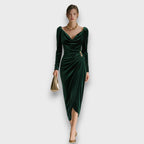 Juliette - Draped Velvet Midi Dress