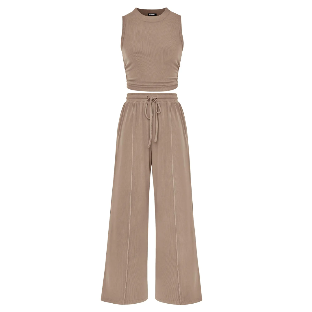 Shirley™ – Ribbed Knit Sleeveless Lounge Set