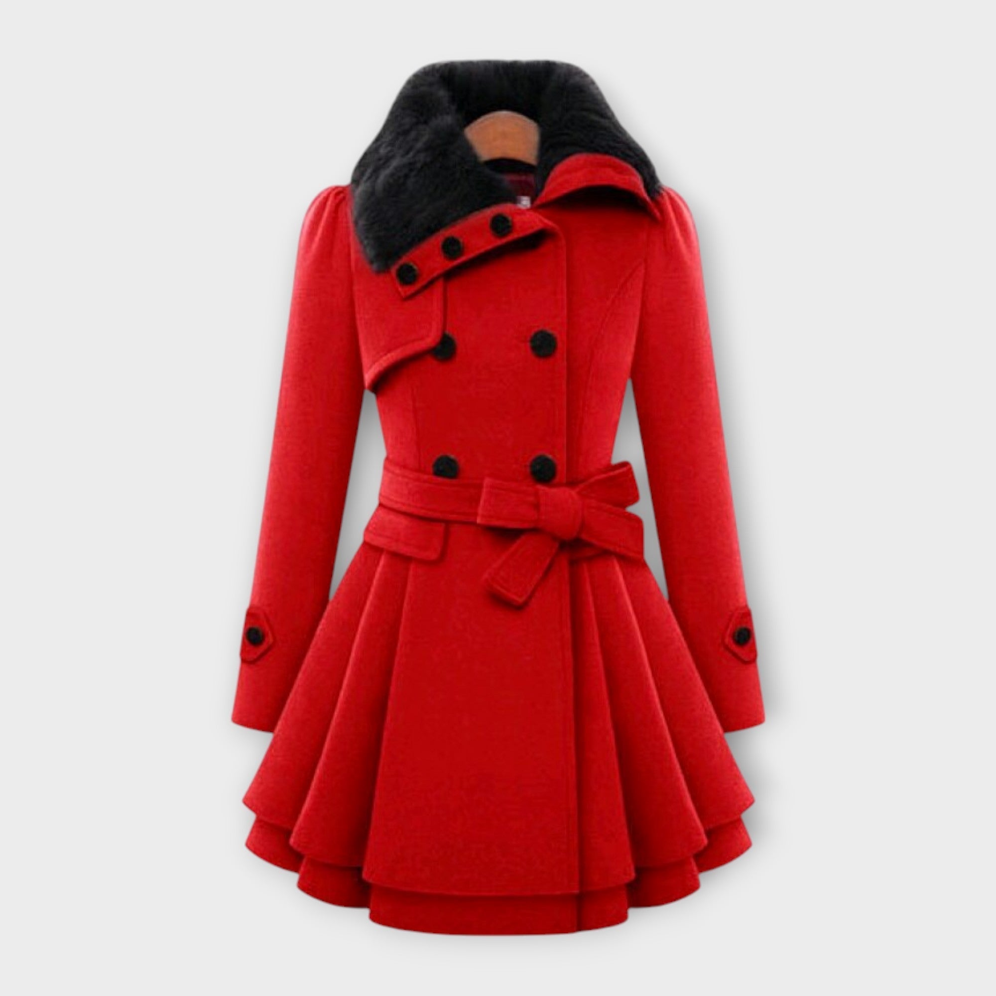 Elivara – Elegant Coat with Fur Collar