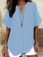GENNEVA™ – Casual Plain Short Sleeve Blouse